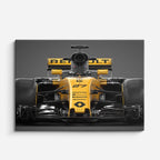 cuadro canvas vehículos renault f1 amarillo en pista horizontal