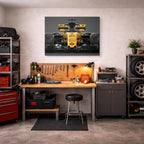 cuadro canvas vehículos renault f1 amarillo en pista horizontal