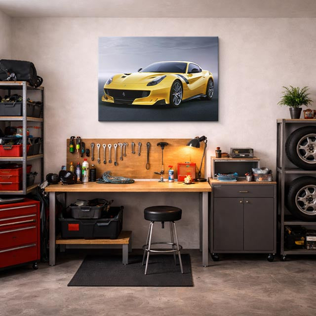 cuadro canvas vehículos ferrari f12 amarillo pista horizontal