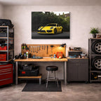 cuadro canvas vehículos porsche 911 amarillo bosque horizontal