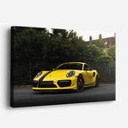 cuadro canvas vehículos porsche 911 amarillo bosque horizontal
