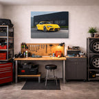 cuadro canvas vehículos toyota supra amarilla ciudad horizontal
