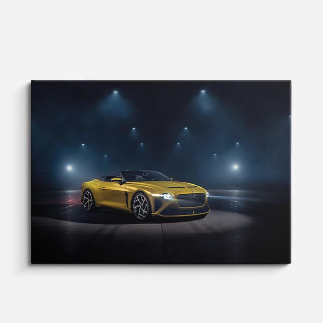 cuadro canvas vehículos aston martin amarillo noche horizontal