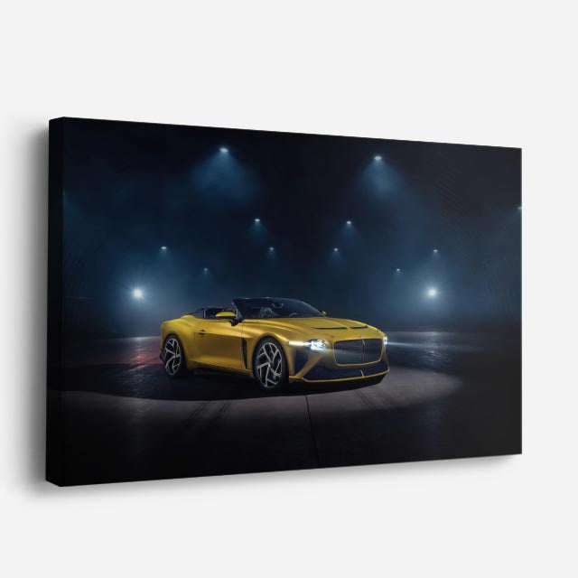 cuadro canvas vehículos aston martin amarillo noche horizontal