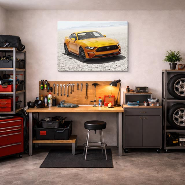 cuadro canvas vehículos mustang naranja pista horizontal