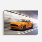cuadro canvas vehículos mustang naranja en movimiento horizontal