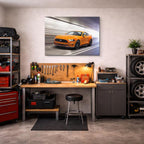 cuadro canvas vehículos mustang naranja en movimiento horizontal