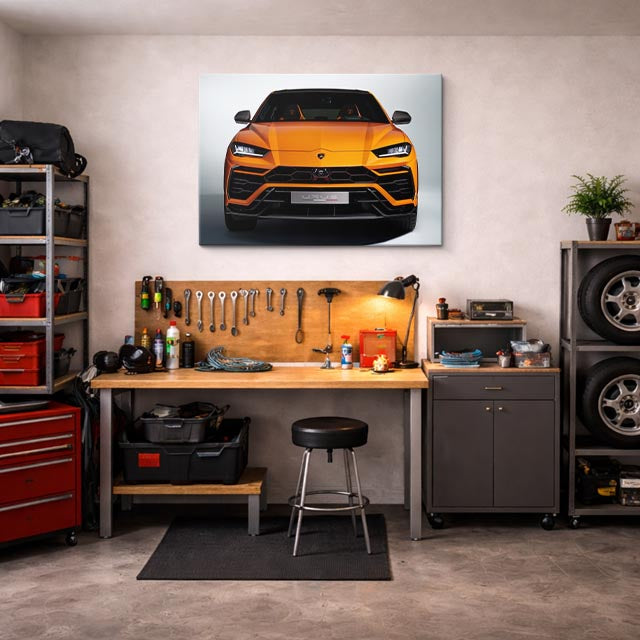 cuadro canvas vehículos lamborghini urus naranja frontal horizontal