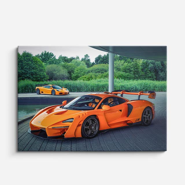 cuadro canvas vehículos mclaren senna naranja pista horizontal