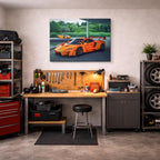 cuadro canvas vehículos mclaren senna naranja pista horizontal