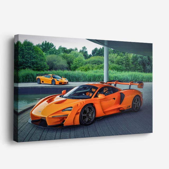 cuadro canvas vehículos mclaren senna naranja pista horizontal