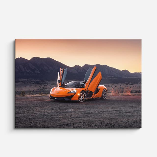 cuadro canvas vehículos mclaren naranja puertas tijera horizontal