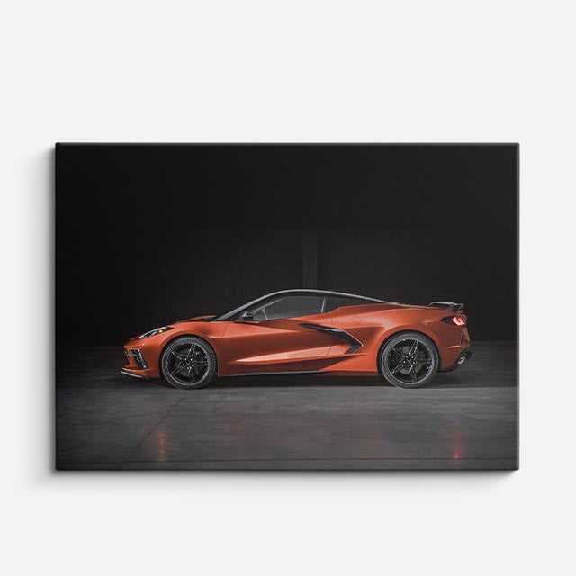 cuadro canvas vehículos corvette naranja vista lateral horizontal