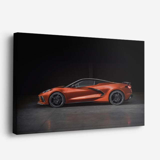 cuadro canvas vehículos corvette naranja vista lateral horizontal