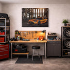 cuadro canvas vehículos mercedes amg naranja hangar horizontal