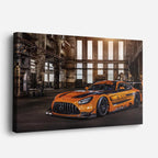 cuadro canvas vehículos mercedes amg naranja hangar horizontal