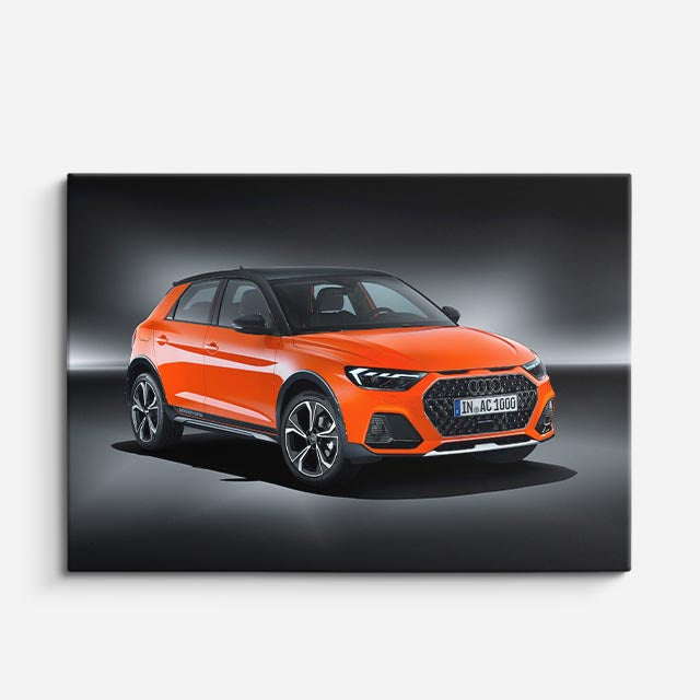 cuadro canvas vehículos audi a1 naranja fondo gris horizontal
