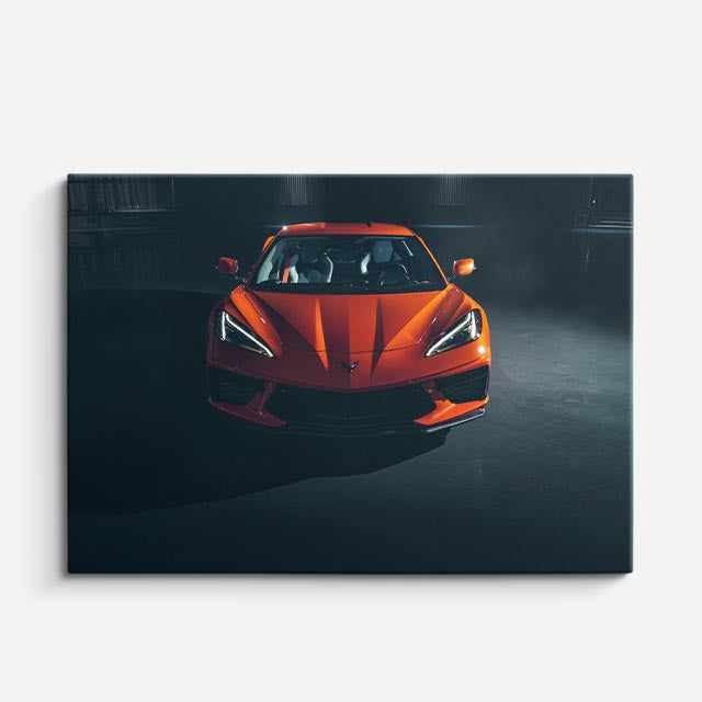 cuadro canvas vehículos superdeportivo naranja frontal horizontal