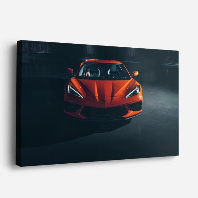 cuadro canvas vehículos superdeportivo naranja frontal horizontal