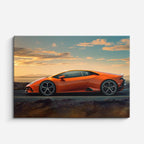 cuadro canvas vehículos lamborghini naranja atardecer horizontal