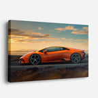 cuadro canvas vehículos lamborghini naranja atardecer horizontal