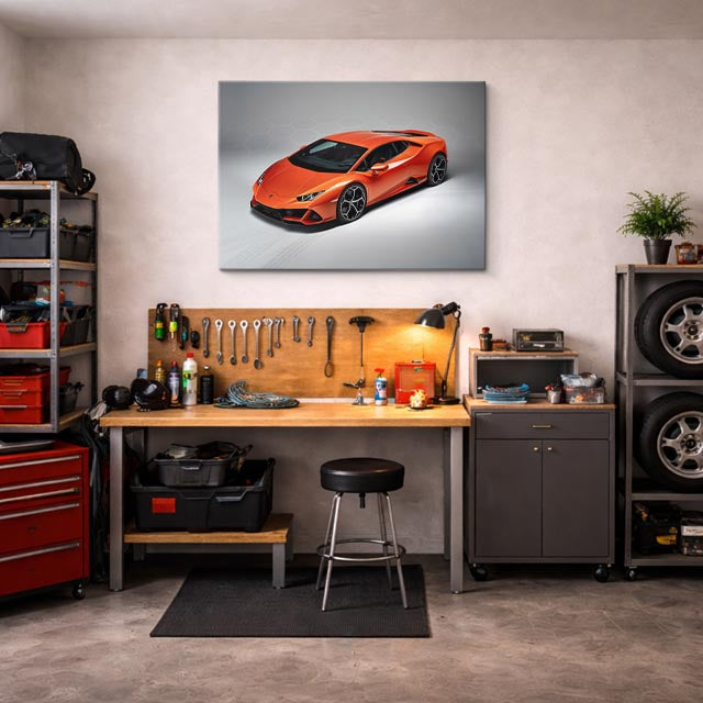 cuadro canvas vehículos lamborghini naranja estudio horizontal