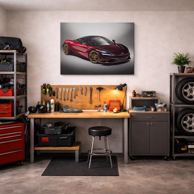 cuadro canvas vehículos mclaren rojo oscuro dorado horizontal