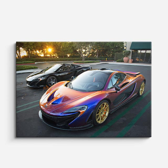 cuadro canvas vehículos mclaren p1 bicolor plateado horizontal