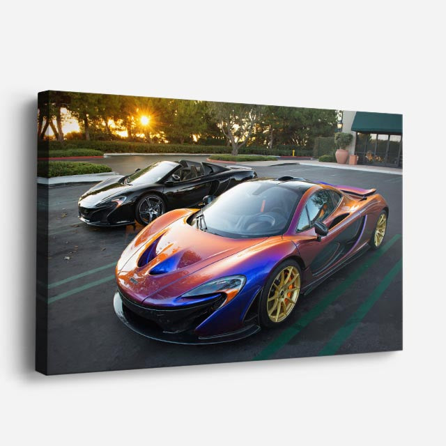 cuadro canvas vehículos mclaren p1 bicolor plateado horizontal