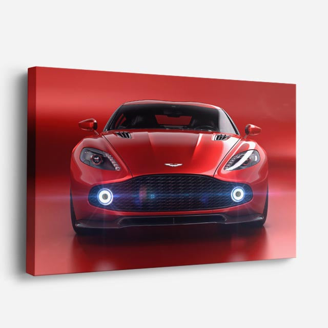 cuadro canvas vehículos aston martin rojo frontal luces horizontal