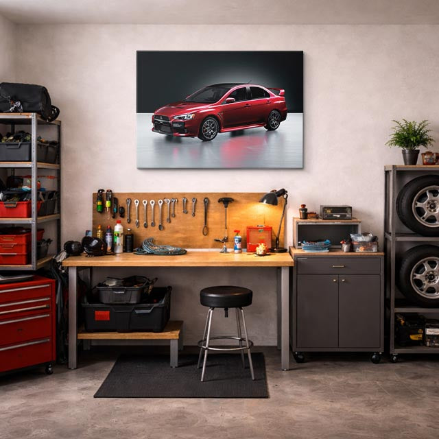 cuadro canvas vehículos mitsubishi lancer rojo clásico horizontal
