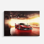 cuadro canvas vehículos ferrari roja garaje iluminado horizontal