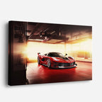 cuadro canvas vehículos ferrari roja garaje iluminado horizontal