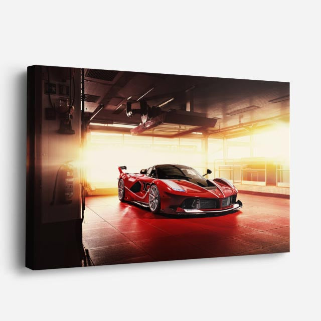 cuadro canvas vehículos ferrari roja garaje iluminado horizontal