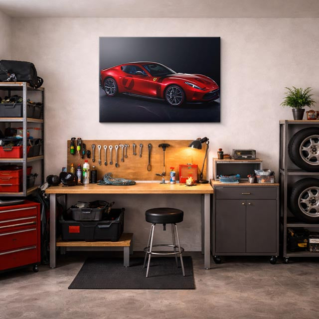 cuadro canvas vehículos ferrari roma roja oscura horizontal