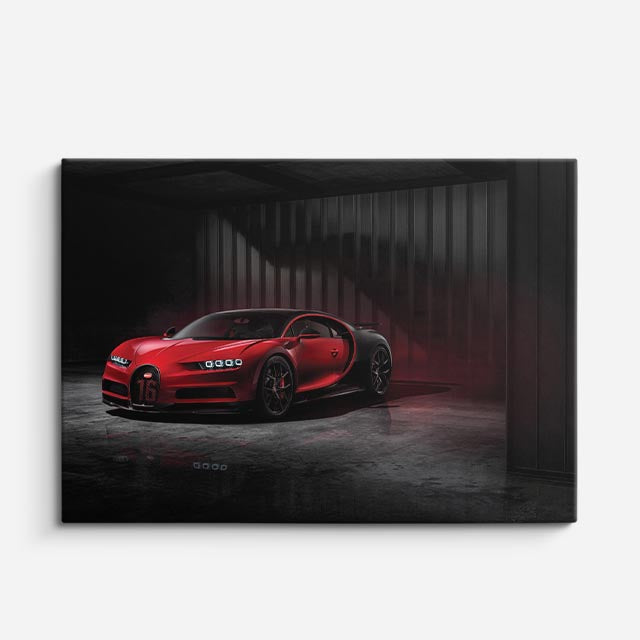 cuadro canvas vehículos superdeportivo rojo hangar horizontal