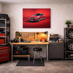 cuadro canvas vehículos renault roja fondo rojo horizontal