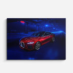 cuadro canvas vehículos bmw m8 rojo luces azules horizontal