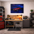 cuadro canvas vehículos bmw m8 rojo luces azules horizontal
