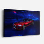 cuadro canvas vehículos bmw m8 rojo luces azules horizontal