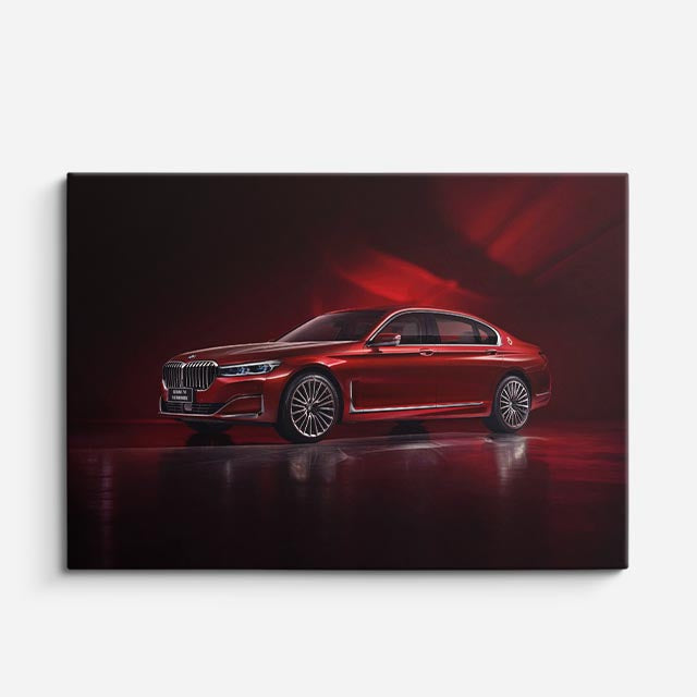 cuadro canvas vehículos bmw serie 7 rojo garaje horizontal