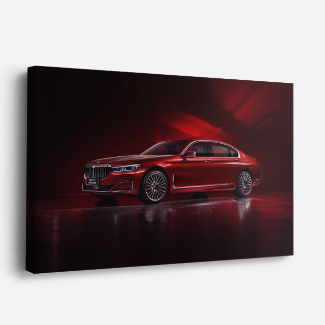 cuadro canvas vehículos bmw serie 7 rojo garaje horizontal