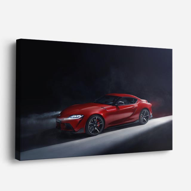 cuadro canvas vehículos toyota gr supra roja niebla horizontal