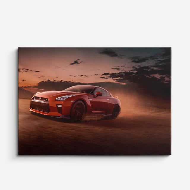 cuadro canvas vehículos bmw m8 rojo tormenta dramática horizontal