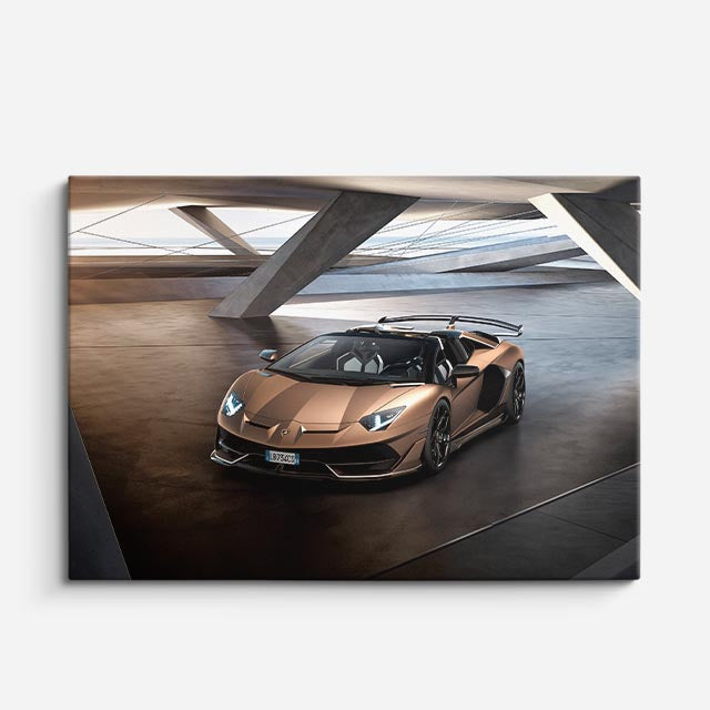 cuadro canvas vehículos lamborghini bronce garaje horizontal