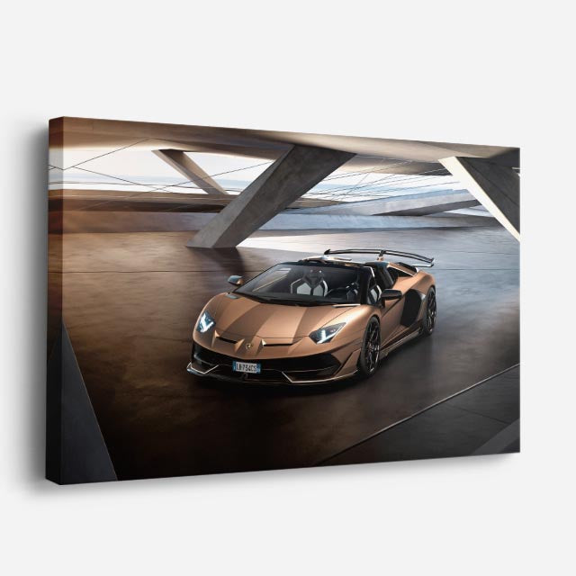 cuadro canvas vehículos lamborghini bronce garaje horizontal