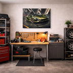 cuadro canvas vehículos lamborghini verde lima destellos horizontal