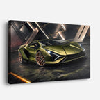 cuadro canvas vehículos lamborghini verde lima destellos horizontal
