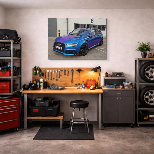 cuadro canvas vehículos audi rs azul tornasol horizontal
