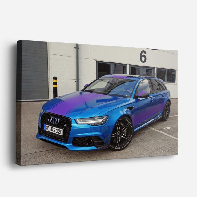 cuadro canvas vehículos audi rs azul tornasol horizontal